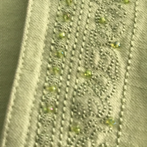 Christopher & Banks, lime green jean jacket, size M - Picture 3 of 9